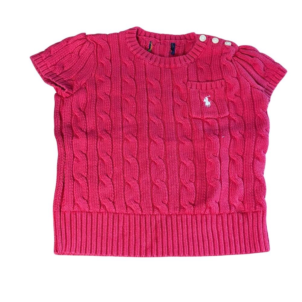Polo‎ Ralph Lauren pink cable knit short sleeve sweater SIZE 18M